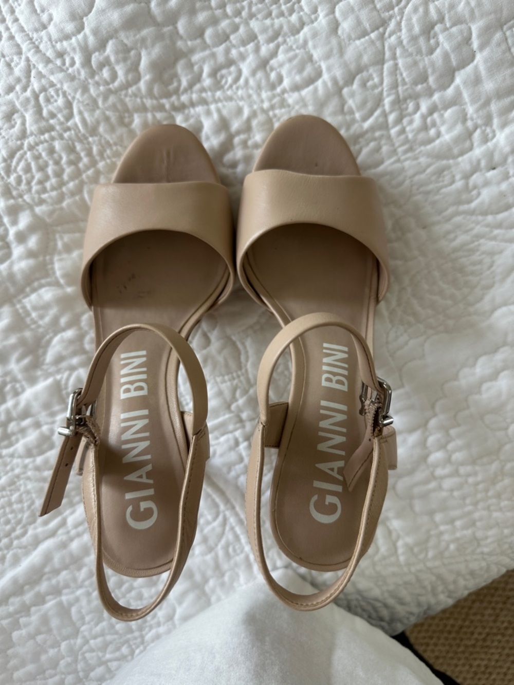 Gianni Bini Beige Open-Toe Slingback Sandals
